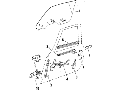 1985 Buick Regal Glass - Front Door Cdl Asm Door Outside (Black) *Black Diagram for 20454213