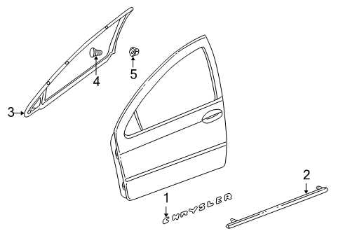 1999 Chrysler 300M Exterior Trim - Front Door Molding-Front Door Diagram for 4780118AL