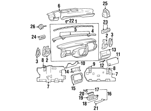 1998 Cadillac Catera Instrument Panel Lighter, Rear Seat Pass Cigarette Diagram for 90566934