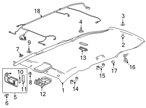 2019 Buick Regal TourX Interior Trim - Roof Holder Diagram for 13488275