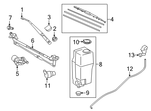 2016 Toyota Tacoma Wiper & Washer Components Wiper Arm Diagram for 85211-04040