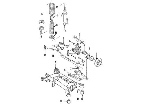 1999 BMW 740iL Rear Suspension Components, Lower Control Arm, Upper Control Arm, Ride Control, Stabilizer Bar Wheel Carrier, Rear Left Diagram for 33321090747