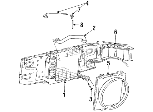 1996 Ford Ranger Radiator & Components Shroud Diagram for F57Z8146A