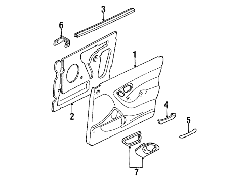 1996 Ford Contour Interior Trim - Front Door Armrest Diagram for F5RZ5424140BHE