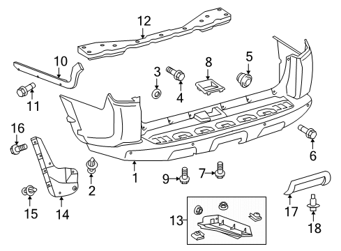 2020 Toyota 4Runner Rear Bumper Bumper Cover Diagram for 52159-35922