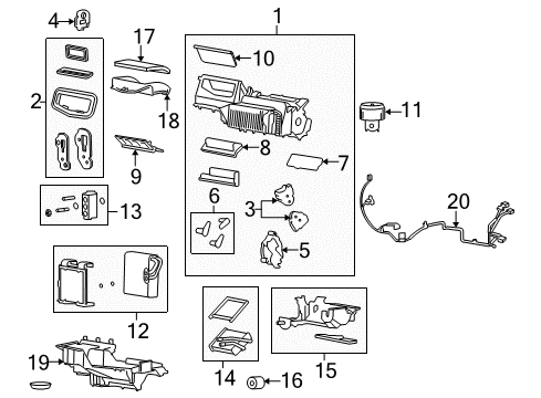 2010 Chevrolet Cobalt A/C Evaporator & Heater Components Actuator Diagram for 10393075