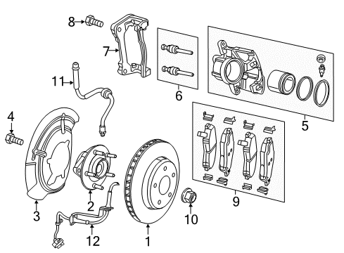 2019 Jeep Compass Brake Components Adapter-Disc Brake CALIPER Diagram for 68346924AB