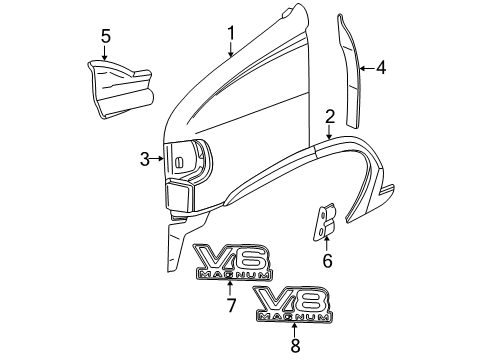 1996 Dodge B3500 Fender & Components, Exterior Trim Shield-Splash Diagram for 55274696AD