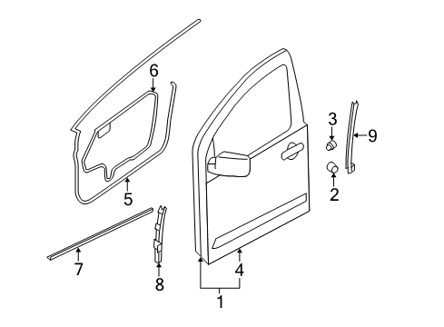 2006 Nissan Frontier Front Door Seal Assy-Front Door Inside LH Diagram for 80835-EA000