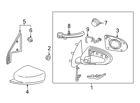 2021 Nissan Kicks Mirrors Mirror Body Cover, Driver Side Diagram for 96374-5RB0H