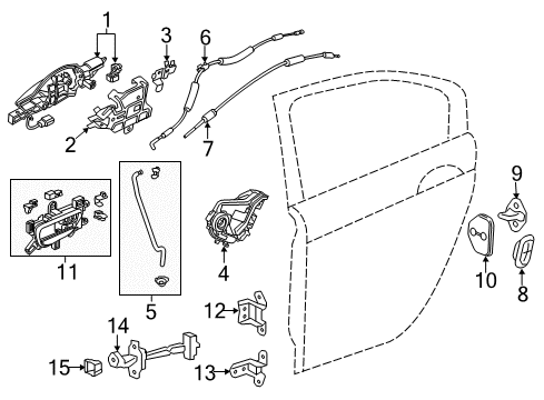 2016 Acura RLX Rear Door Handle Assembly, Right Rear Inside (Light Orchid) Diagram for 72620-TY2-A01ZA