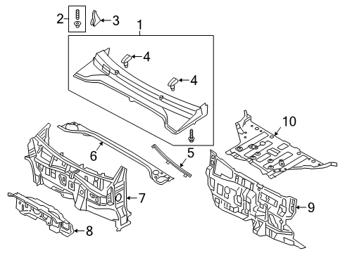 2018 Hyundai Kona Cowl Panel Complete-Dash Diagram for 64300-J9001