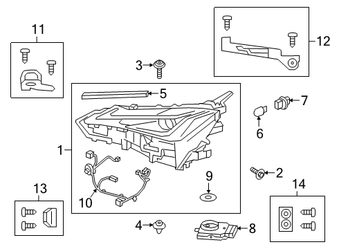 2019 Lexus UX250h Headlamps Headlamp Unit With Gas Diagram for 81145-76230