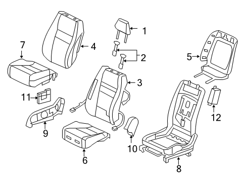 2009 Honda Civic Front Seat Components Pad, L. FR. Seat Cushion Diagram for 81537-SNE-A11