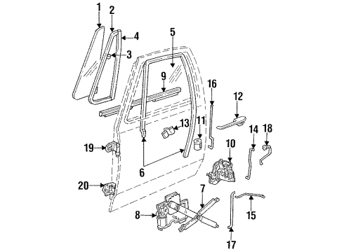 1992 Dodge Ramcharger Door Glass & Hardware Hinge-Assembly - Front Door Lower Left Diagram for 4796259