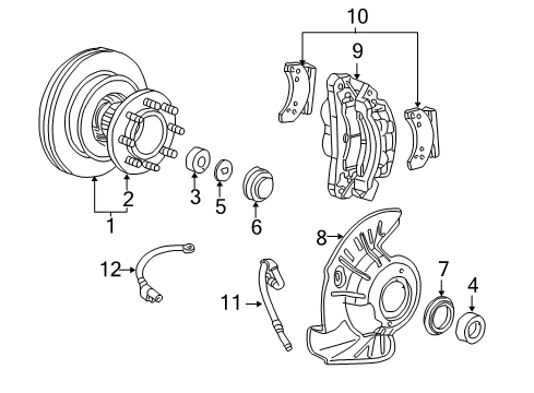 2000 Ford F-250 Super Duty Anti-Lock Brakes Rotor Wheel Stud Diagram for F81Z-1107-AD