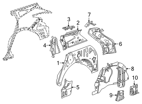 2021 Chevrolet Blazer Inner Structure - Quarter Panel Inner Wheelhouse Diagram for 84473368