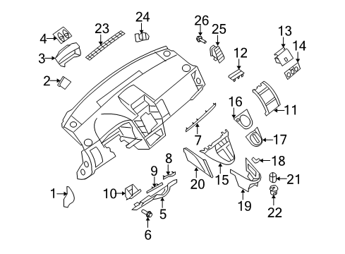2012 Nissan Sentra Cluster & Switches, Instrument Panel Finisher-Instrument Side, LH Diagram for 68421-ET001