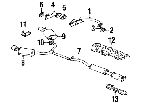 2001 Oldsmobile Aurora Exhaust Components Exhaust Muffler Assembly (W/ Exhaust & T/Pipe & 3W Diagram for 25719702