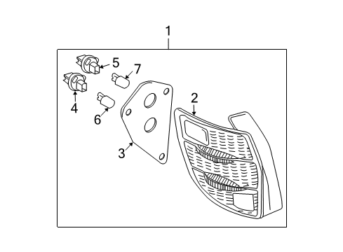 2003 Pontiac Vibe Tail Lamps Socket, Stop & Tail Lamp Diagram for 88972568