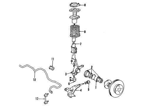 2000 Chevrolet Prizm Front Suspension Components, Lower Control Arm, Stabilizer Bar Stabilizer Bar Diagram for 94857924