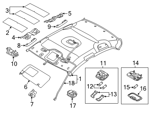 2012 Kia Rio Interior Trim - Roof Lamp Assembly-Room Diagram for 928501W000DCM