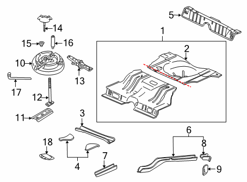 2004 Chevrolet Impala Rear Body - Floor & Rails Rear Rail Diagram for 88955034