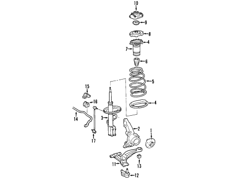 2011 Hyundai Veracruz Front Suspension Components, Lower Control Arm, Stabilizer Bar Spring, Upper Seat Assembly Diagram for 54620-3J000