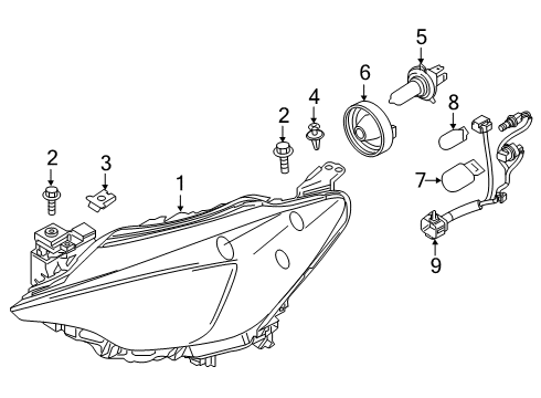 2020 Toyota Yaris Bulbs Socket & Wire Diagram for 81125-WB001