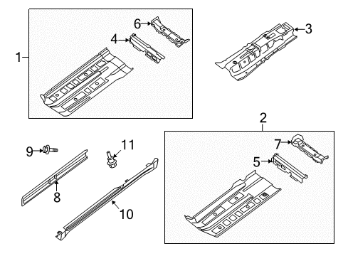 2013 Nissan Altima Floor & Rails, Exterior Trim Floor Front Diagram for 74321-ZX10A