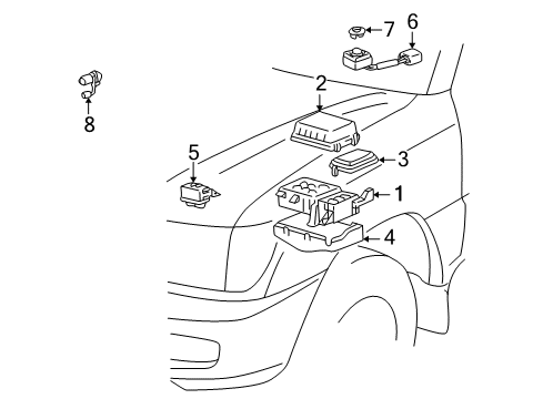 2000 Lexus LX470 Fuel Supply Junction Block Lower Cover Diagram for 82674-60010