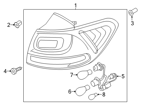 2019 Kia Sorento Bulbs Rear Holder & Wiring Diagram for 92480C6500