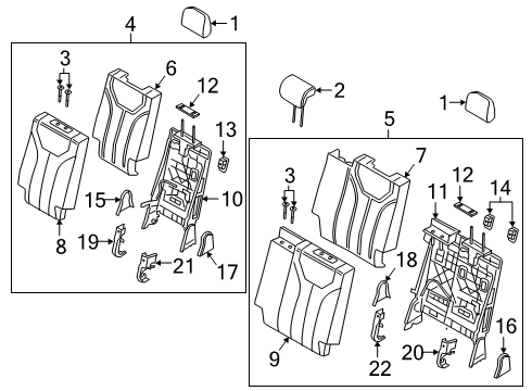 2022 Hyundai Palisade Third Row Seats Guide Assembly-R/S H/REST W/LVR Diagram for 89A77-S8500-MMH