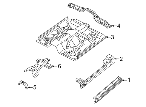 2000 Nissan Frontier Rocker, Floor Floor Front Diagram for 74312-7B730