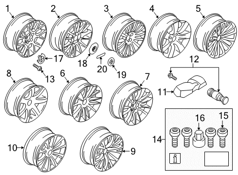 2011 BMW 550i GT Wheels Wheel Locks - Spline Style Diagram for 36136776076