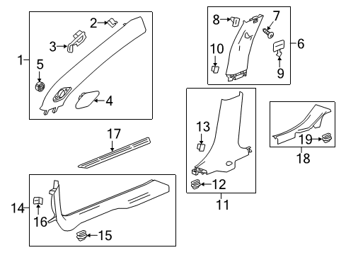 2019 Chevrolet Malibu Interior Trim - Pillars, Rocker & Floor Weatherstrip Pillar Trim Diagram for 84028726