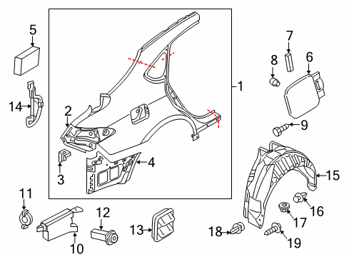 2015 Infiniti Q70L Quarter Panel & Components Extension - Rear Fender, RH Diagram for G8116-1MAMA