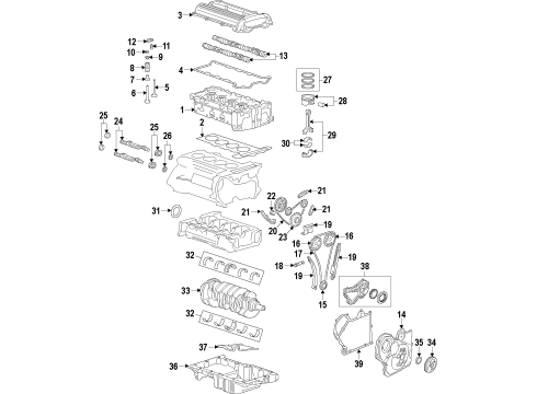 2015 GMC Terrain Engine Parts, Mounts, Cylinder Head & Valves, Camshaft & Timing, Variable Valve Timing, Oil Pan, Balance Shafts, Crankshaft & Bearings, Pistons, Rings & Bearings Fan Pulley Bolt Diagram for 11588726