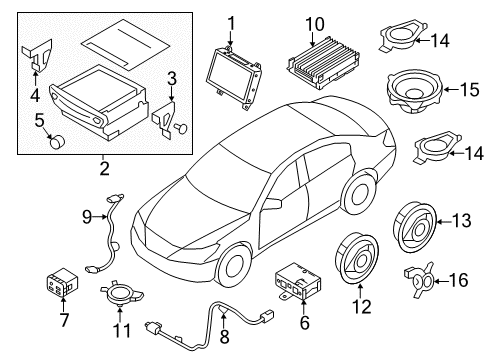 2016 Hyundai Equus Sound System Front Tweeter Speaker Assembly, Left Diagram for 96310-3N300