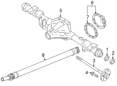 2008 GMC Sierra 1500 Axle Housing - Rear Propeller Shaft Assembly *Marked Print Diagram for 15711948