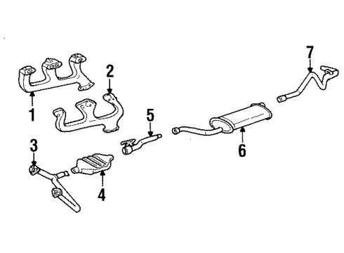 1994 GMC K2500 Exhaust Components, Exhaust Manifold Exhaust Manifold Pipe Assembly Diagram for 15665669