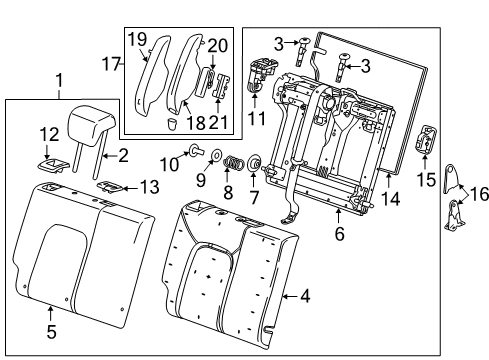 2019 Chevrolet Sonic Rear Seat Components Bolster Cover Diagram for 95018519