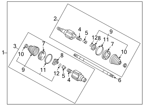 2005 Pontiac Montana Drive Axles - Rear Boot Kit Ring Diagram for 88891066