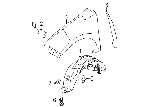 2008 Ford Edge Fender & Components Fender Liner Diagram for 7T4Z-16103-B