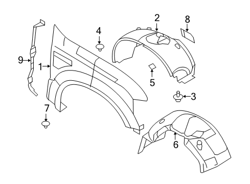 2008 Ford F-250 Super Duty Fender & Components Fender Liner Diagram for 8C3Z-16055-D