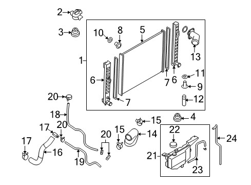 2011 Infiniti FX50 Radiator & Components Radiator Reservoir Tank Assembly Diagram for 21710-1CA0A