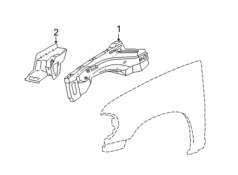 2003 Ford Ranger Inner Components - Fender Upper Rail Diagram for 1L5Z-16K007-BA