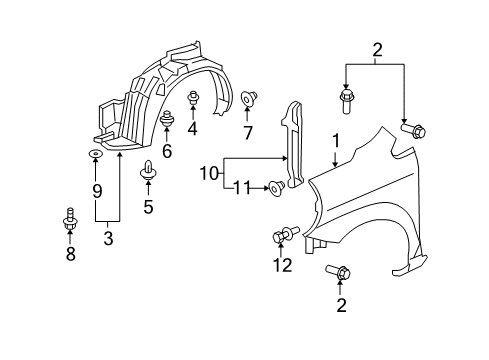 2010 Honda Fit Fender & Components Fender Assembly, Left Front (Inner) Diagram for 74150-TK6-A52