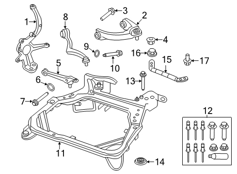 2012 Ford Fusion Front Suspension, Lower Control Arm, Upper Control Arm, Stabilizer Bar, Suspension Components Upper Control Arm Nut Diagram for -W302122-S300
