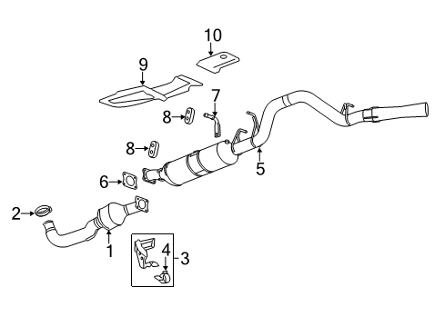 2016 GMC Sierra 3500 HD Exhaust Components Muffler & Pipe Diagram for 23105744